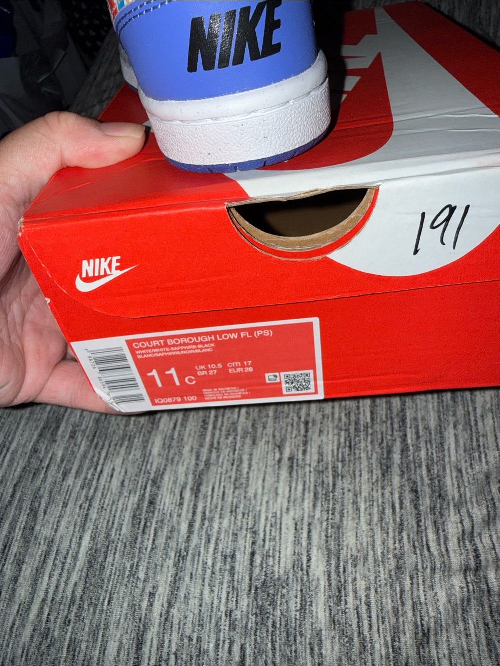 Nike Kids Court Borough Low PS Sneakers - blue /White/ with flowers on them